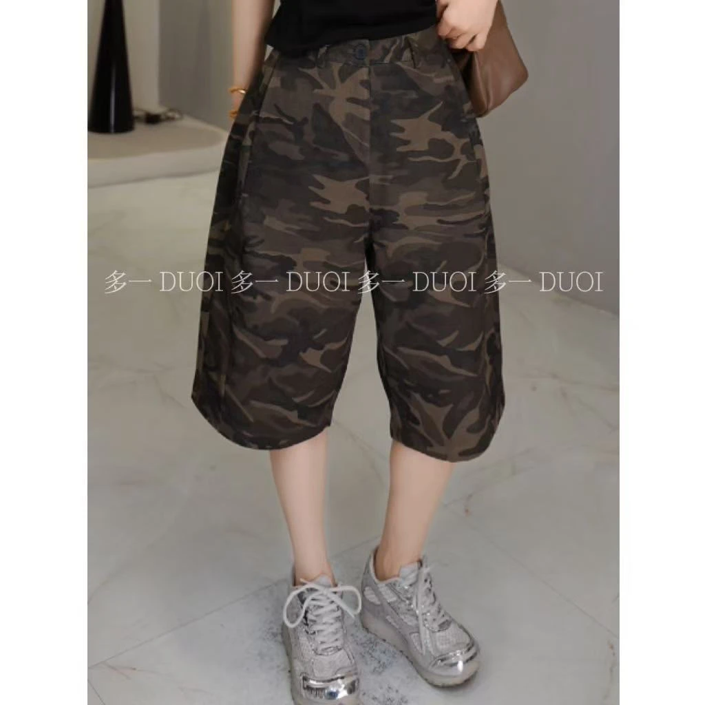 多一“迷彩裤”2025夏季美式复古迷彩工装七分直筒休闲裤