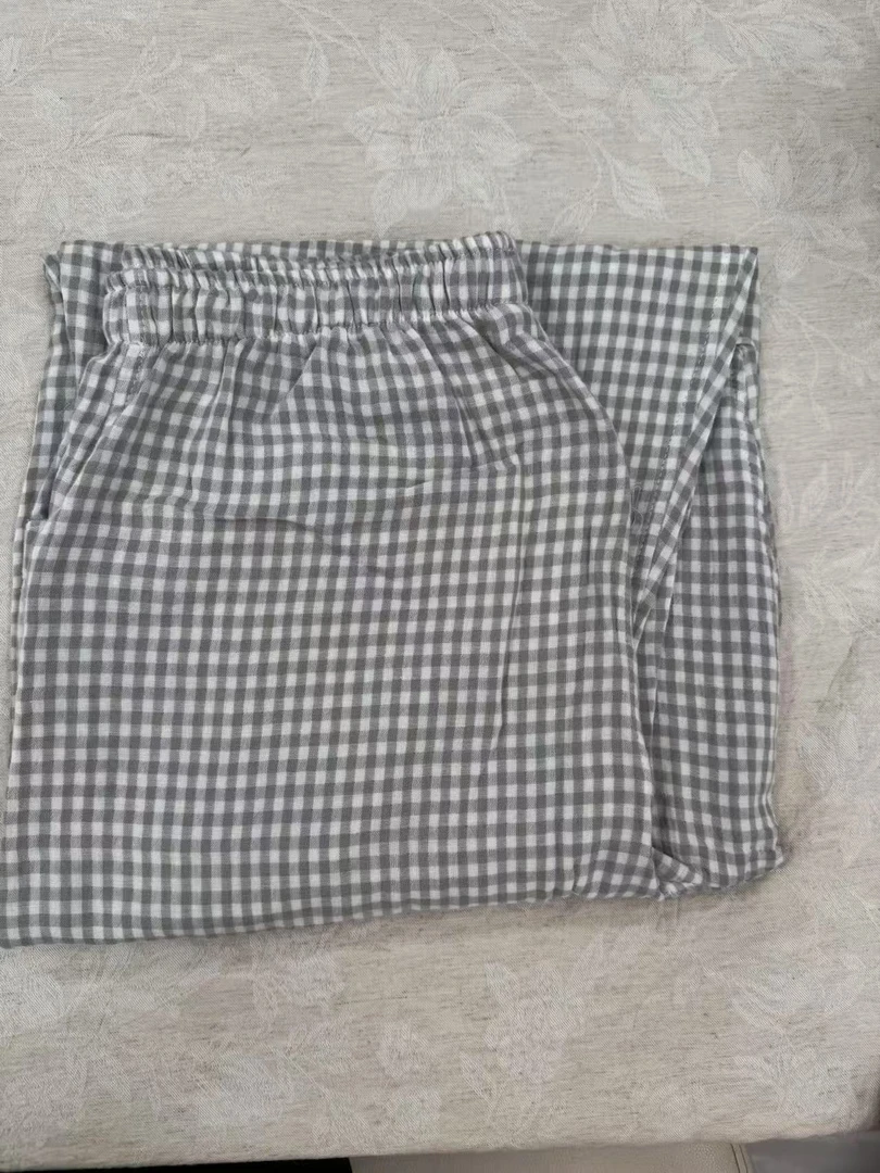 植森小格子七分裤