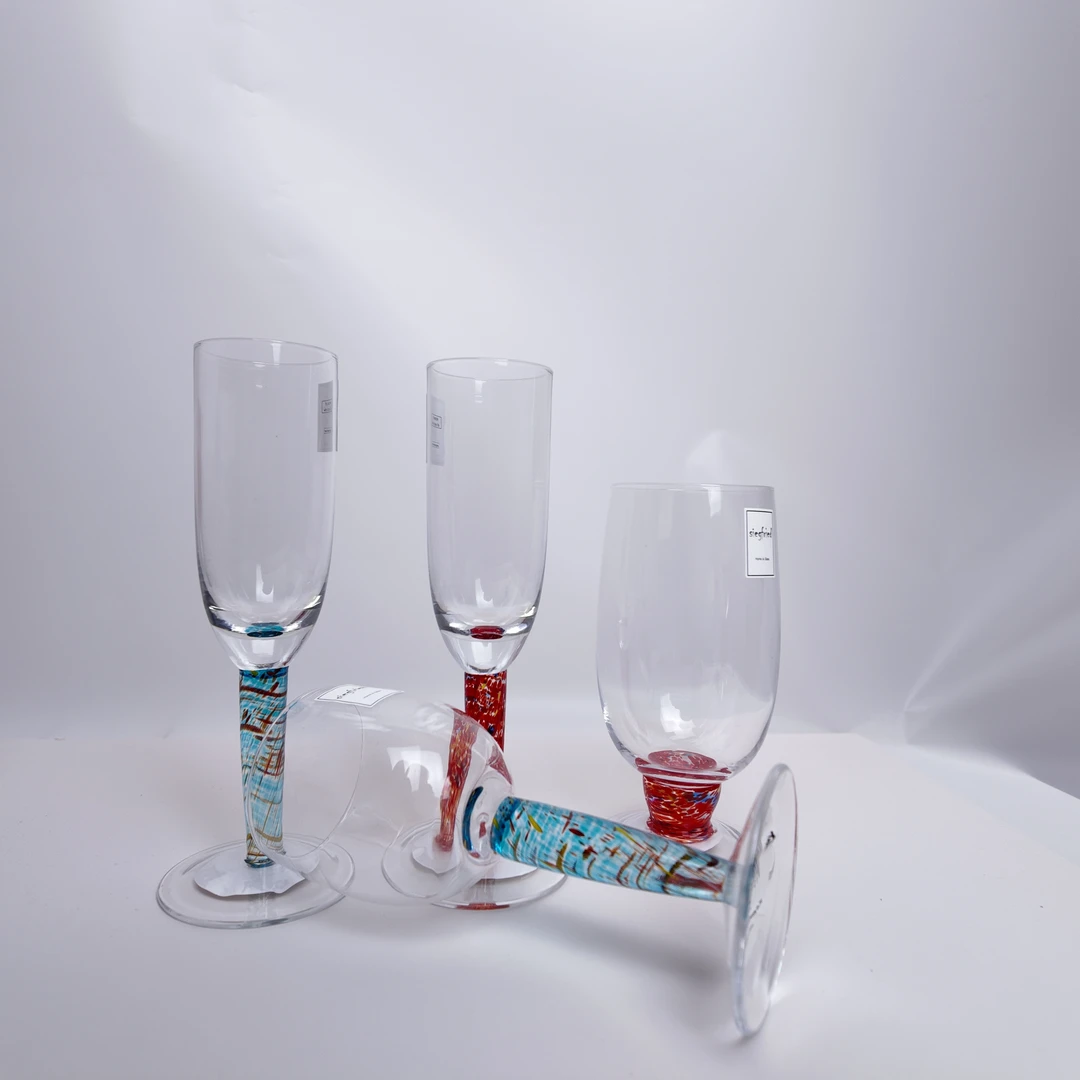 2只惊喜家螺旋纯色轻奢红酒杯易清洗手工结婚水晶杯无铅玻璃杯