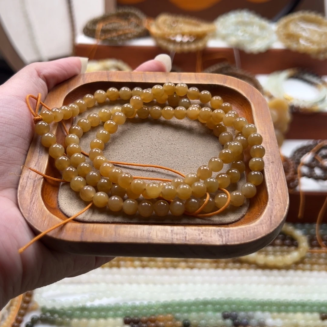 和田玉未镶嵌毛衣链珠串6mm