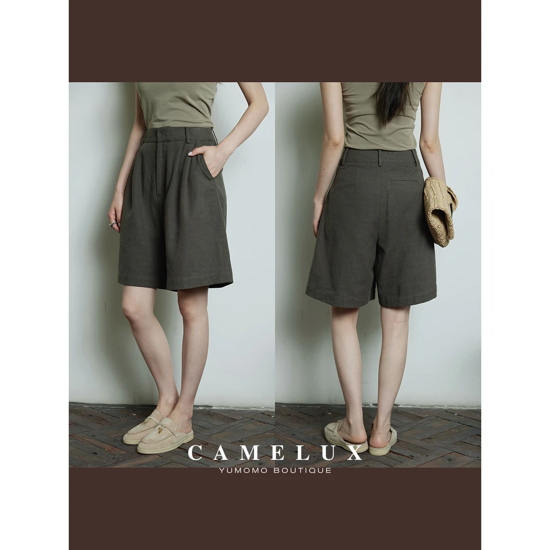 80苎麻20棉|清凉透气 通勤松弛感休闲短裤阔腿裤QKA2031