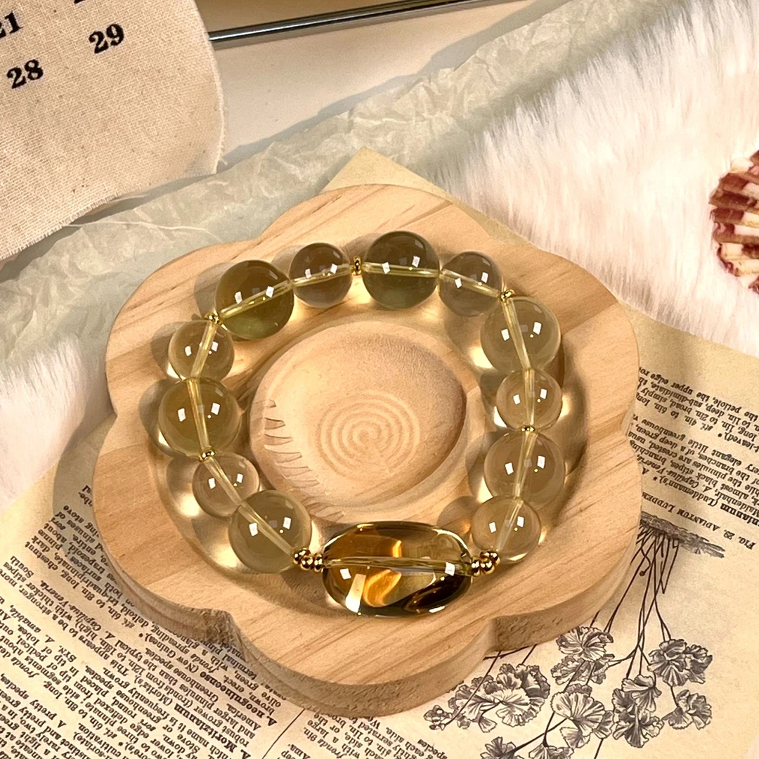 梵熹水晶 【黄水黄糖豆】天然黄水晶手串 多样性发一