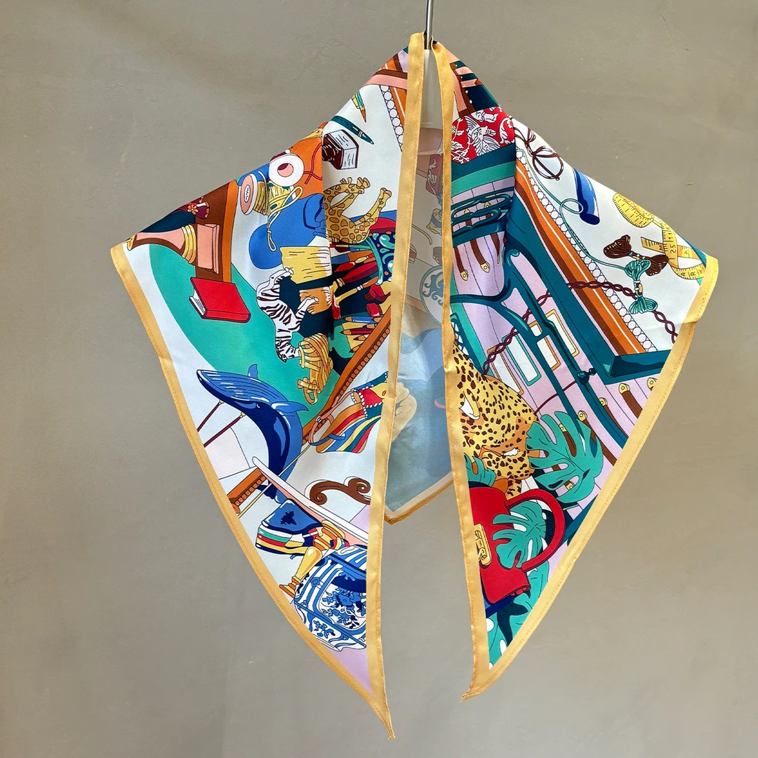 【107*45】极简风三角巾女百搭绑发绑包丝巾海边度假包头巾25W016-3