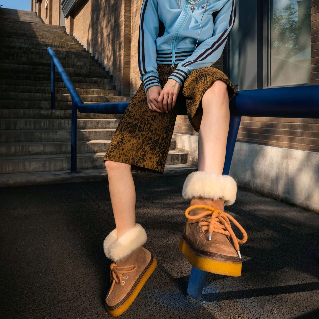 OETZI冰人奥兹丑萌鞋女同款新款雪地靴冬季皮毛一体