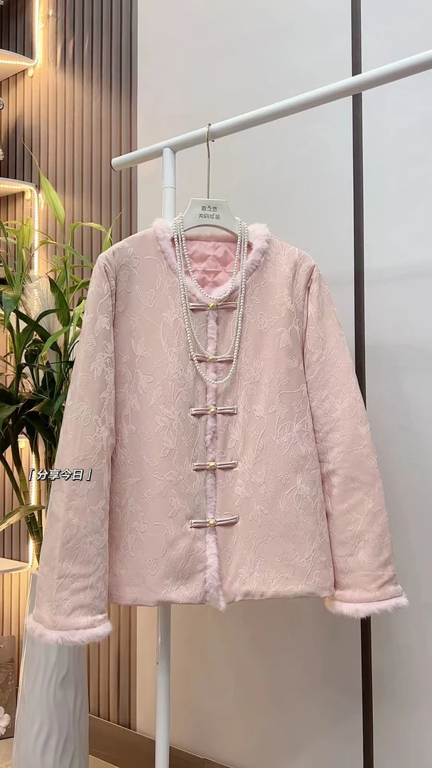 新中式国风提花加棉外套高级感精致气质宽松显瘦