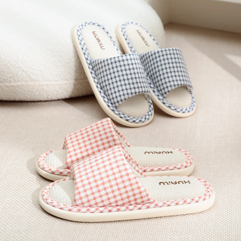 快鹿亚麻拖鞋女夏季居家防滑吸汗透气不臭脚情侣款舒适四季拖鞋