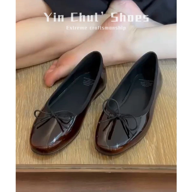 小香风拼接单鞋渐变色蝴蝶结浅口单鞋女低跟百搭绝美平底鞋女