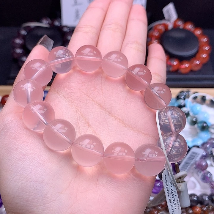 未镶嵌手串水晶马岛蜜桃粉水晶15m