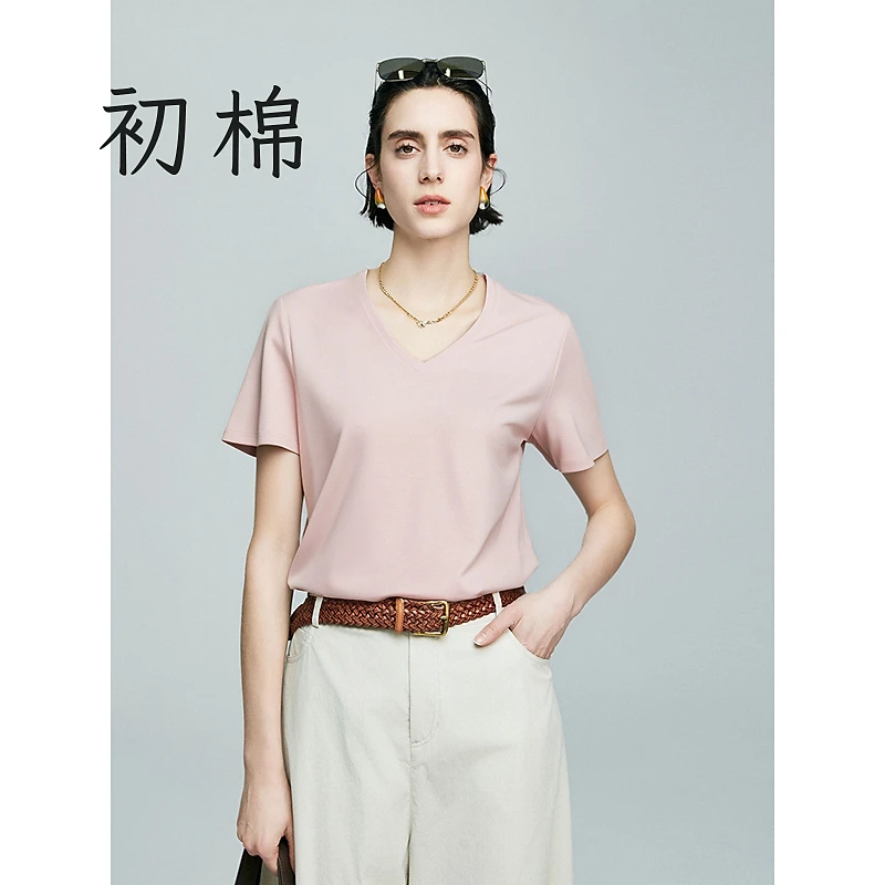 棉仓【初棉】-V领正肩-60S液氨T恤363601055