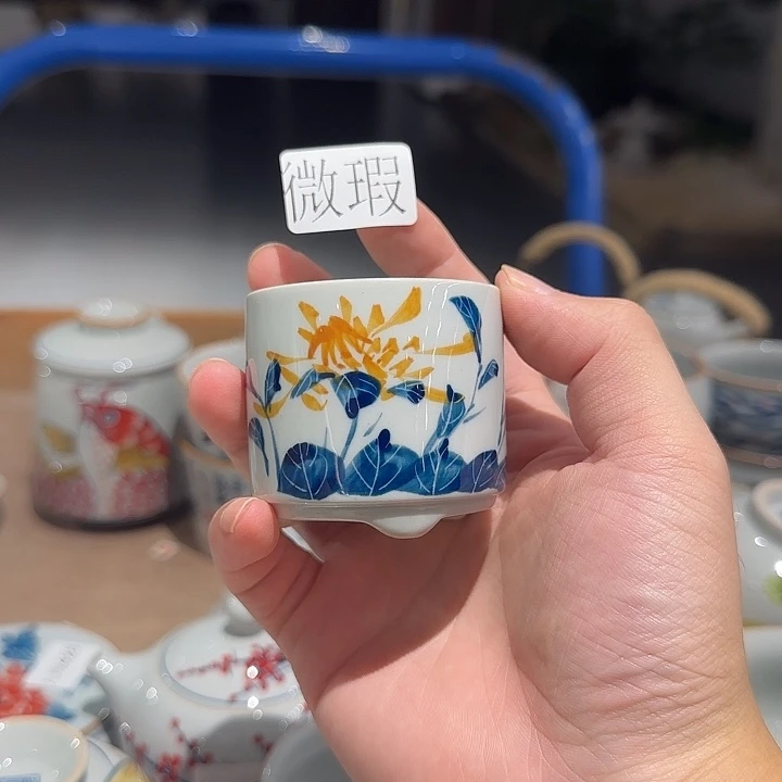 釉下手绘茶具微瑕