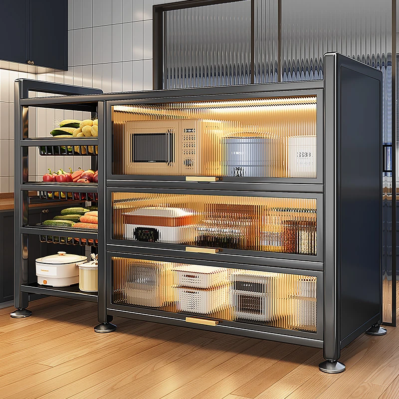 2025新款厨房多功能收纳柜落地多层蔬菜篮子置物柜餐边储物橱柜
