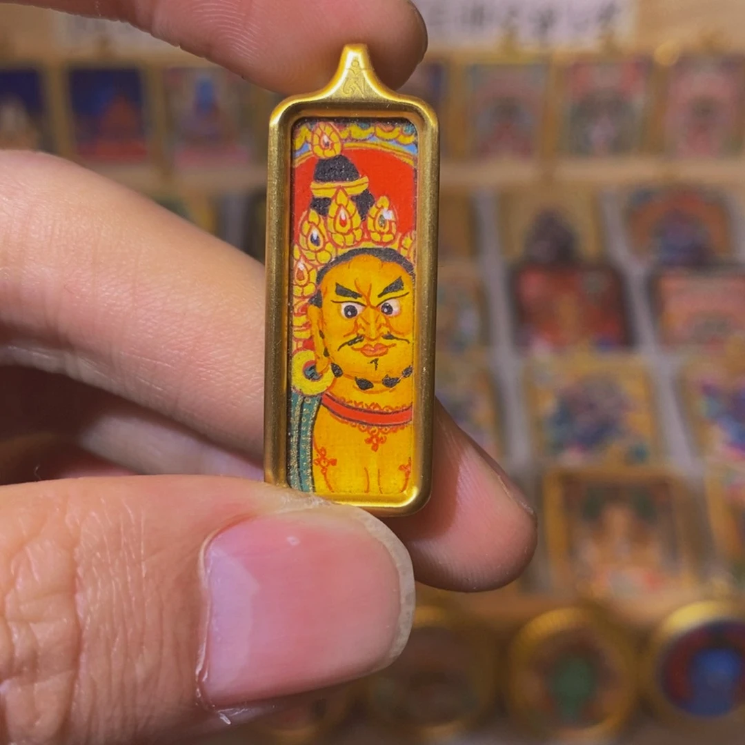 吊坠一**馬黄财神纯手绘唐卡