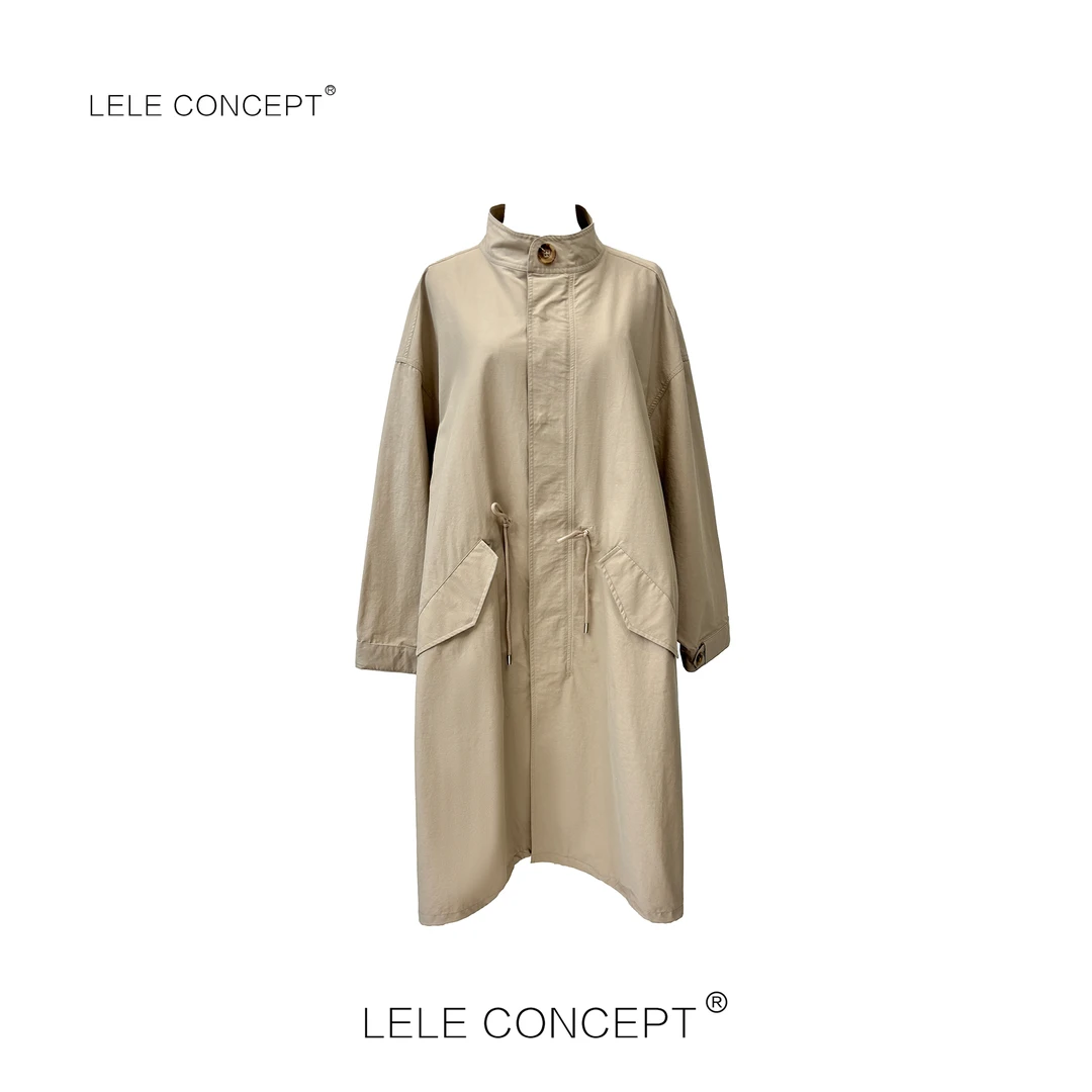LELE CONCEPT丨【精选推荐】春款半领抽带长款风衣Y0514
