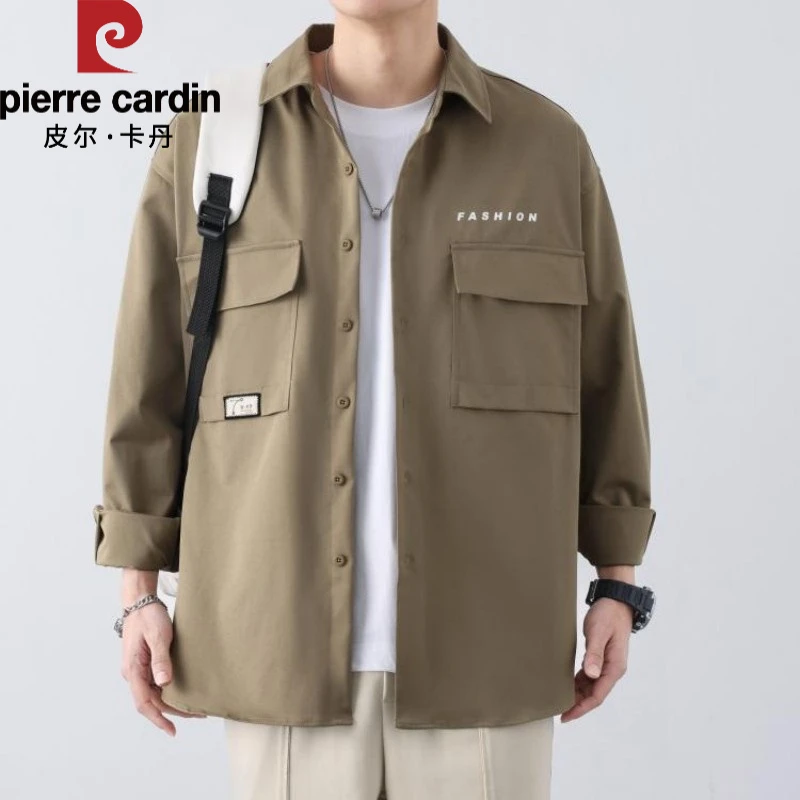 【皮尔卡丹国际大牌】工装长袖衬衫外套男士春季百搭简约翻领宽松男