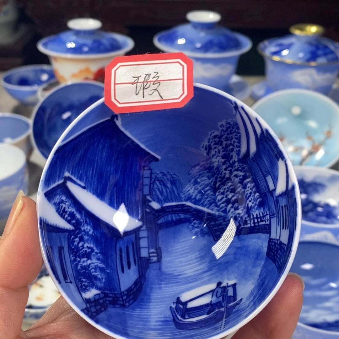 漆*青花水乡主人杯杯