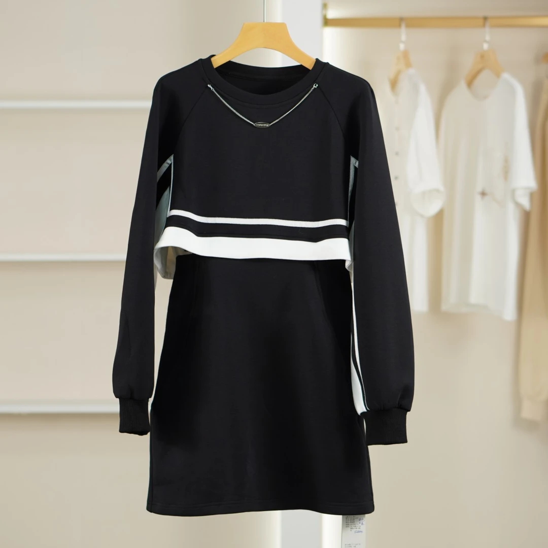 麦迪尚品【Miss-O】50421247 春秋款可爱撞色条纹长裙专柜撤柜