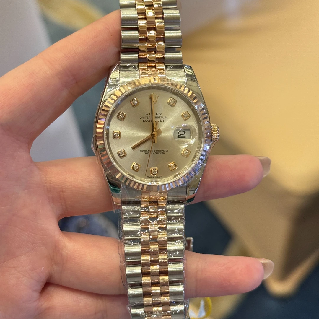 99新 Rolex/劳力士 表展/女装日志型116231银盘原钻腕表