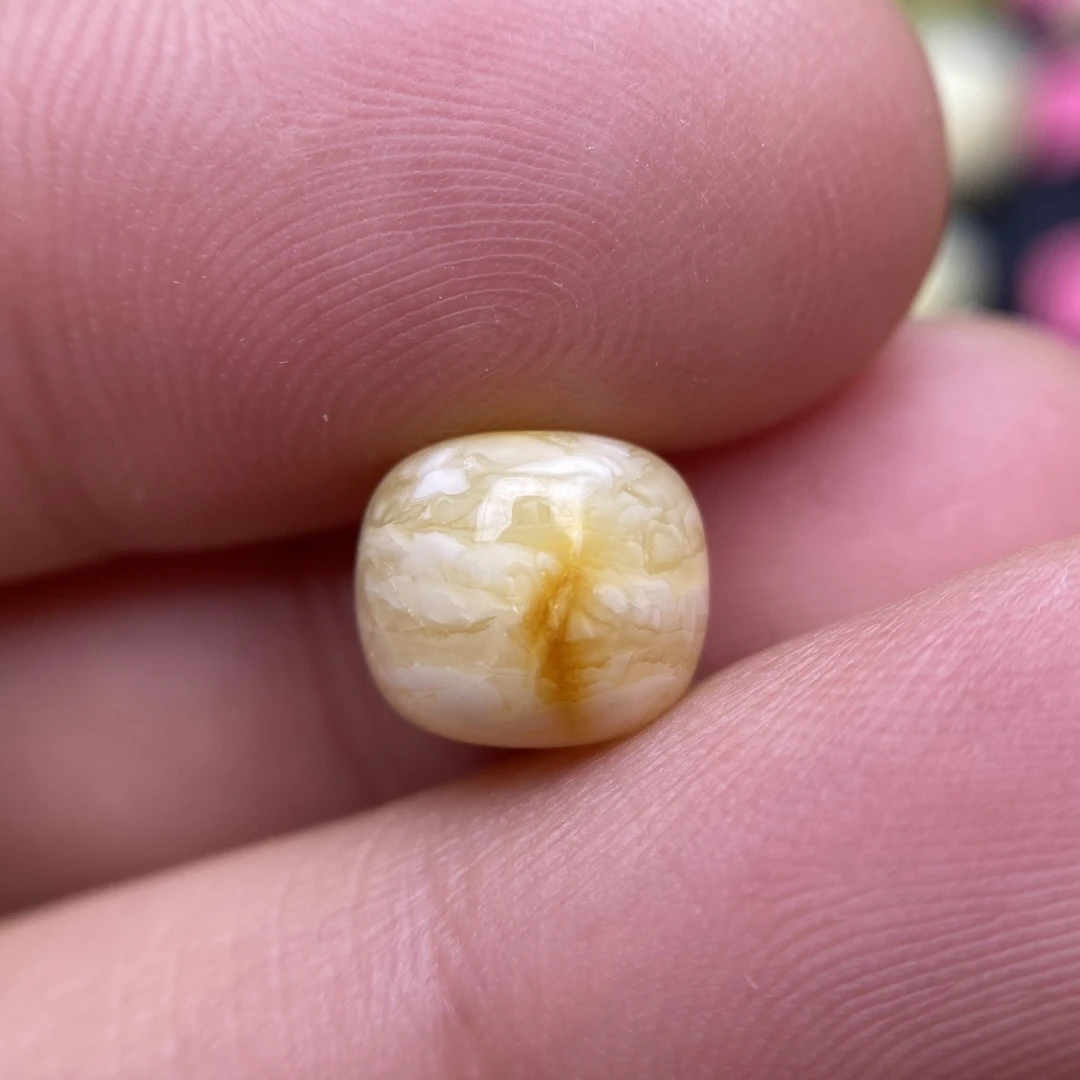 蜜蜡千层老型配饰8.9×7.9mm，清货不退，带皮色纹一点植物包裹体