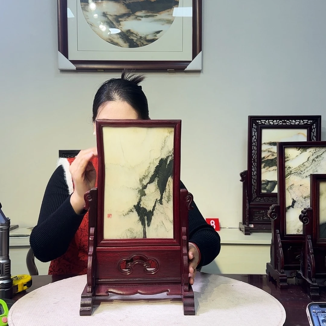 石材天然大理石画屏风25×40