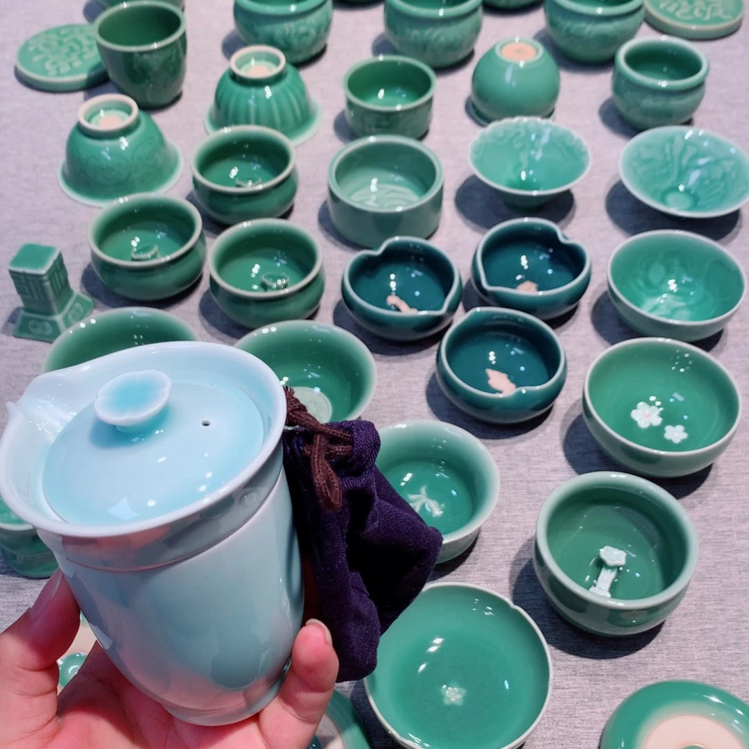 水***化龙泉青瓷茶具一套