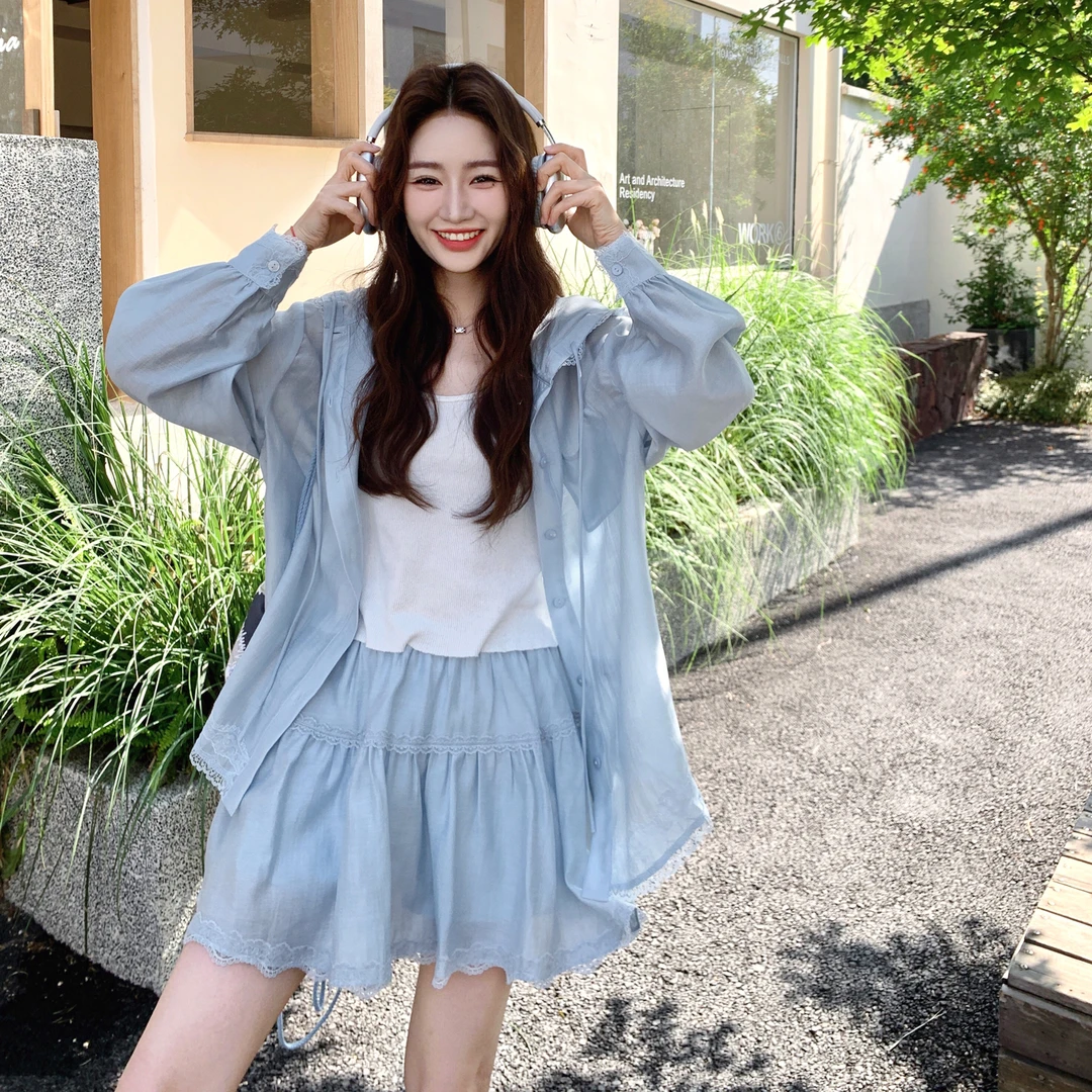 慵懒风连帽防晒短裤套装女2025夏季新款高级感减龄时尚显瘦两件套