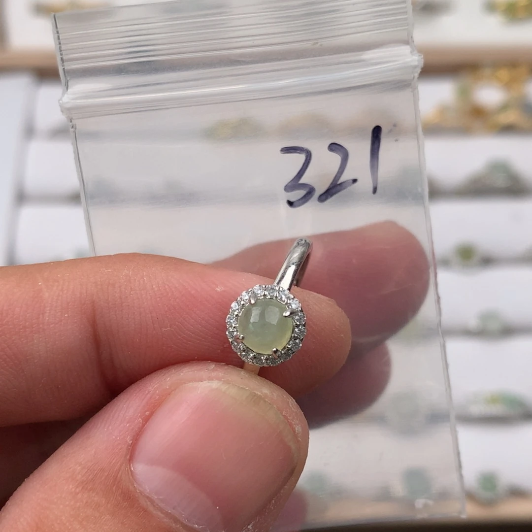 翡翠银S925镶嵌戒圈321