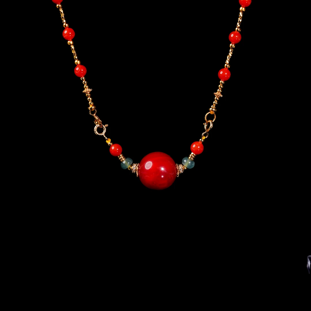 【小涵专属】s925南红大单珠穿插吊坠 多样性发一 15mm