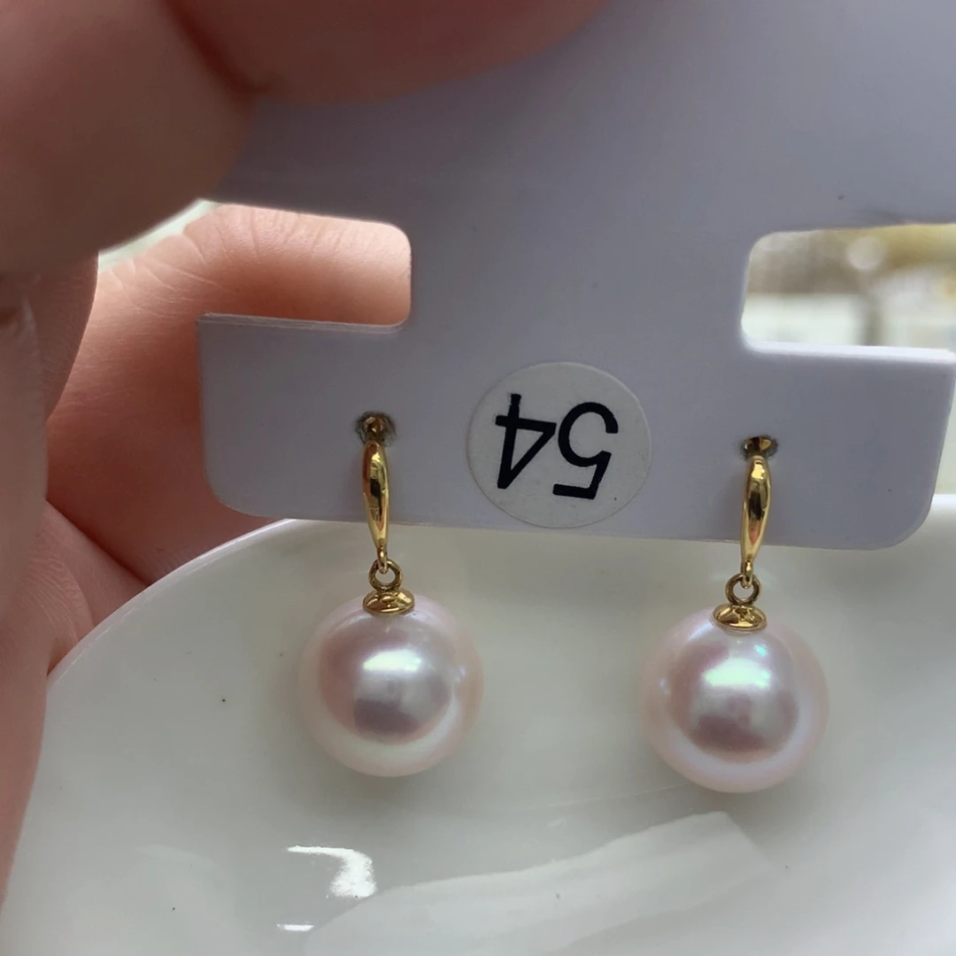 18K金镶嵌淡水珍珠耳饰