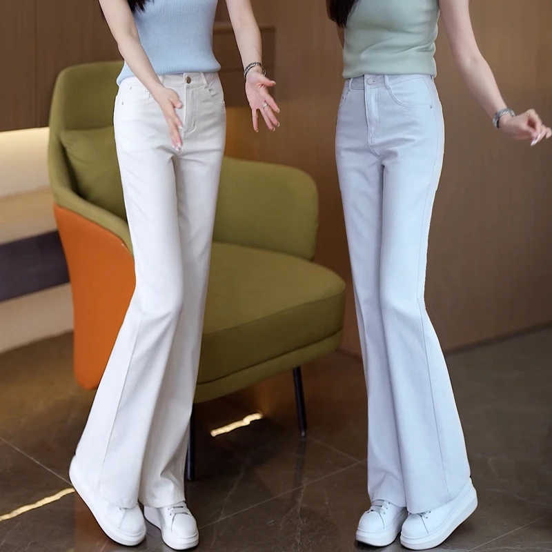 微喇裤女夏季新款时尚高腰显瘦休闲百搭减龄大码直筒裤牛仔长裤
