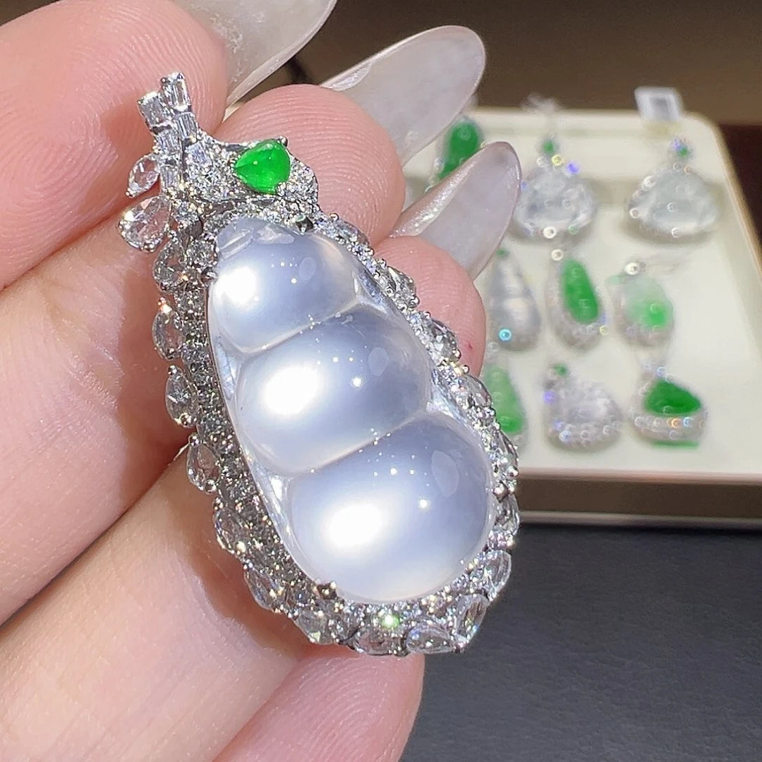 翡翠18K金镶嵌吊坠(不含链)翡翠