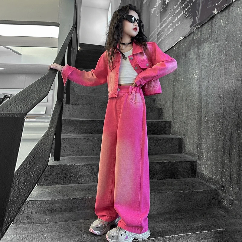 【酷哒仔】女童时髦洋气牛仔套装2025春秋新款中大童时尚网红两件套