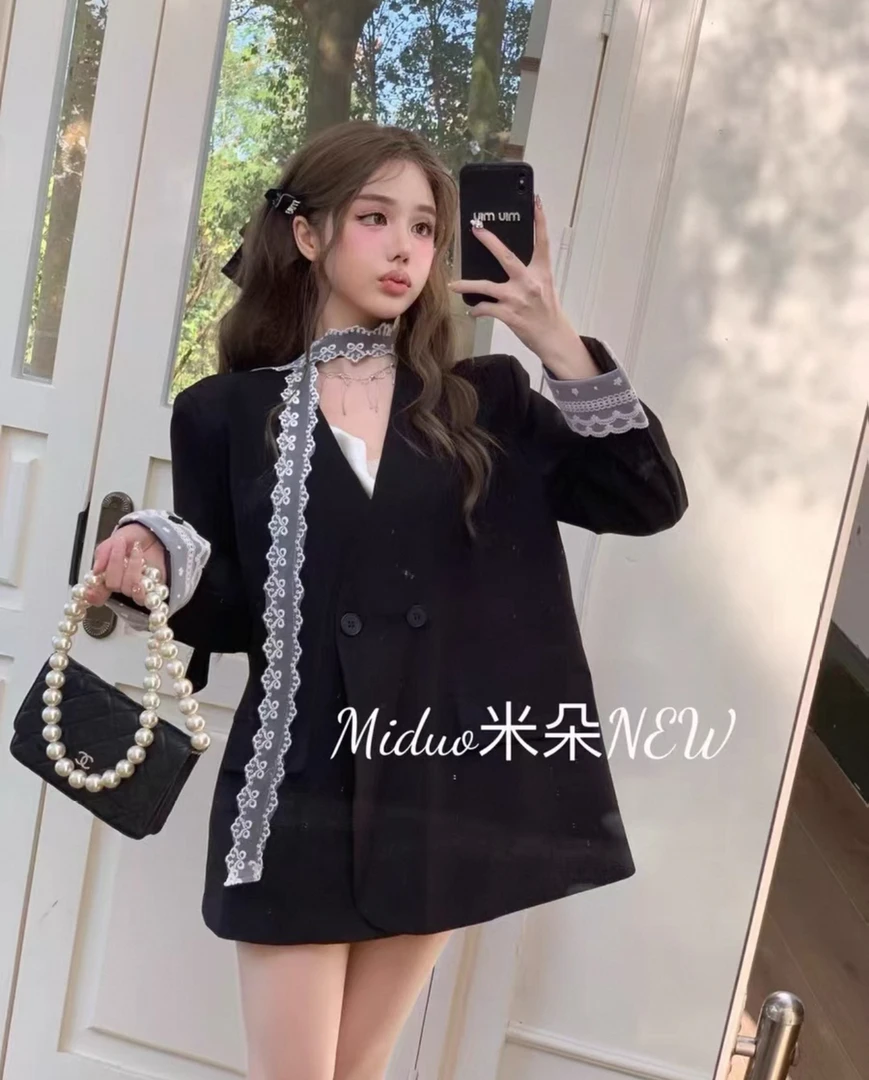 蕾丝花边设计感西装外套女春季新款韩版气质显瘦百搭