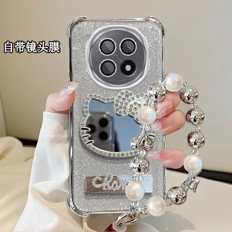 水钻KT猫补妆镜子OPPOA5Pro手机壳5G四角防摔PKP110全包A5pro保护