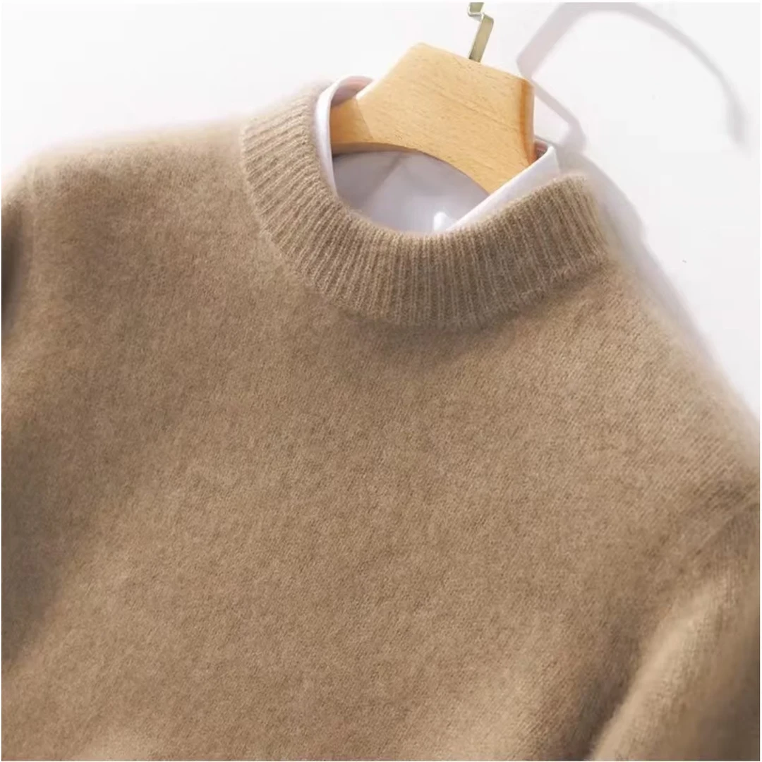 春新款男士100%羊毛衫半高领针织衫打底毛衣宽松纯色秋冬长袖时尚