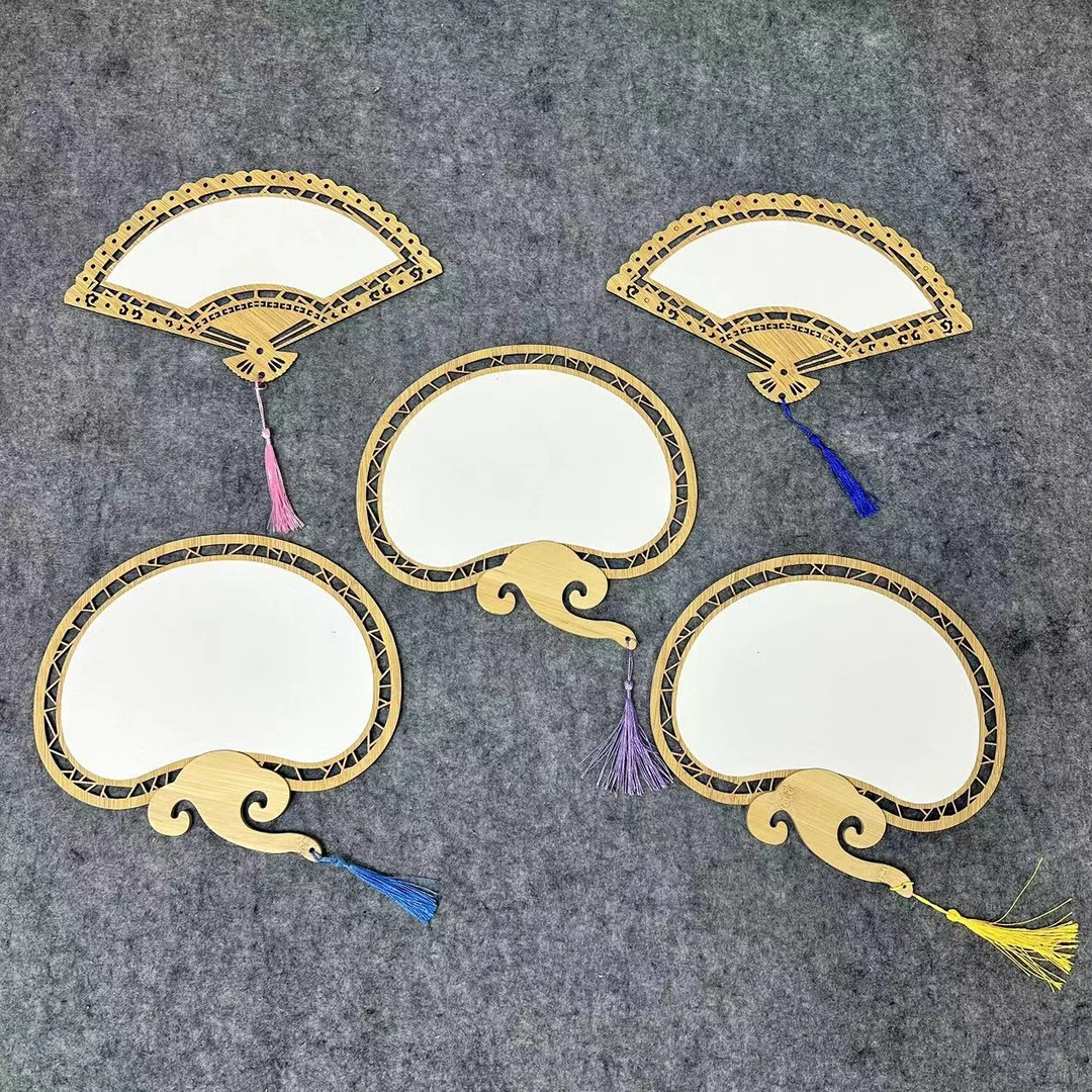 【书心工厂】木制镂空宣纸素白色【到手十把，扇形加如意型】