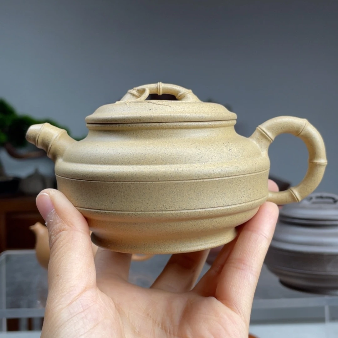 【闪购商品】紫砂茶壶光**下高温黄段双线竹鼓容量200cc