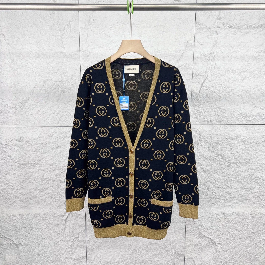 99新 GUCCI/古驰 S码/满印花纹闪粉单排扣开衫/11099709