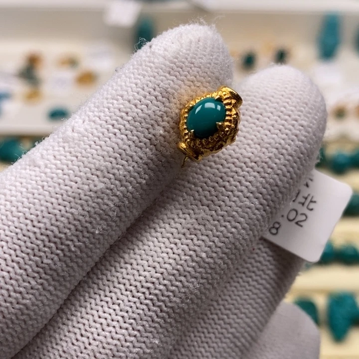 绿松石珠宝奇石18K金镶嵌