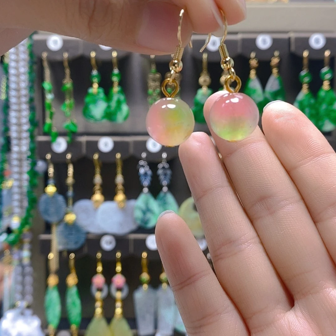 合金耳钉玛瑙/玉髓玛瑙