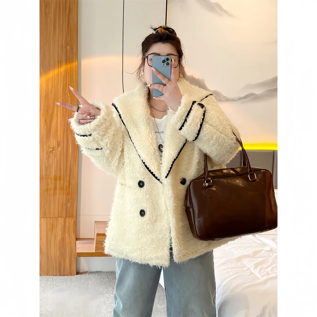 【晓晓家】断码捡漏~女神降临 / 精致法式翻领款毛毛外套8925花契