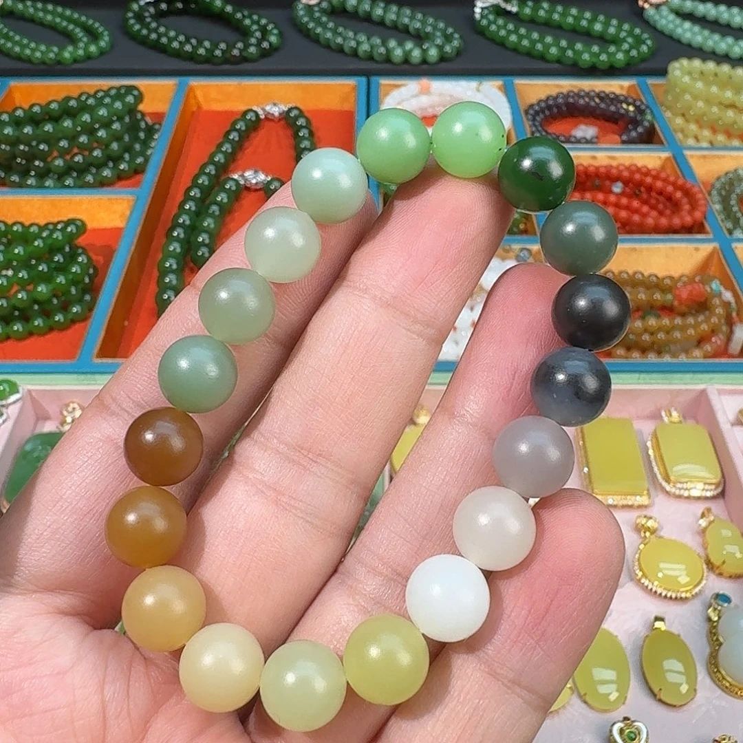 和田玉未镶嵌珠宝奇石多宝10mm手链