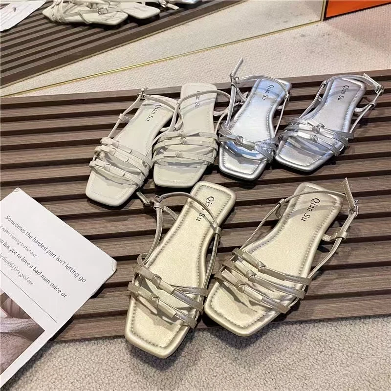 823-3 性感时尚凉鞋女2025春夏新款晚晚风小众设计感细带罗马鞋