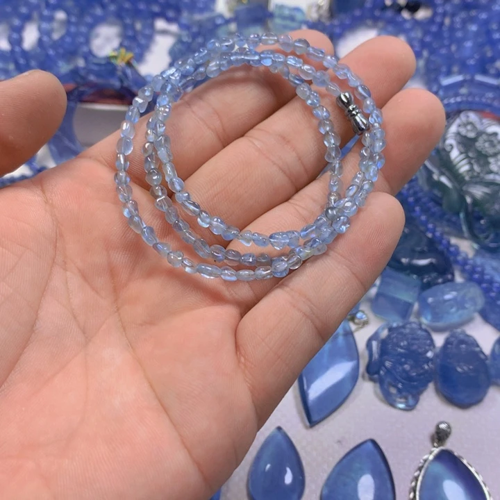 海蓝宝石颈饰银S925镶嵌栗*。