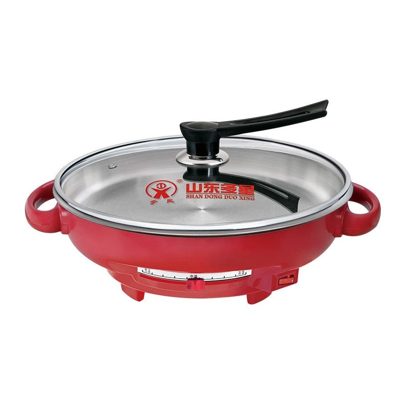 正品多星316L不锈钢电煎锅电饼铛电烙锅31CM中国红
