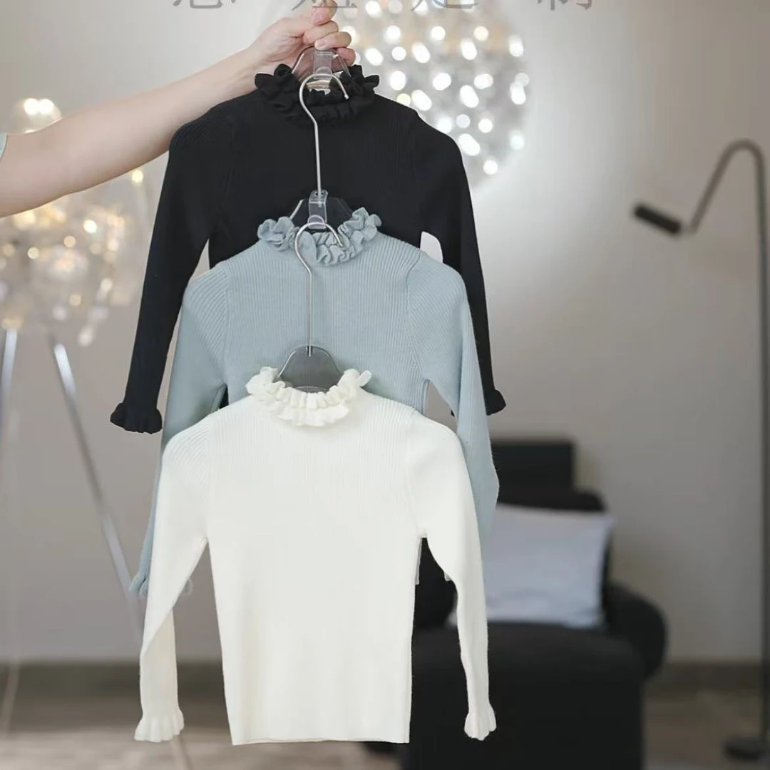 【恩姐定制】2025秋季女童百搭儿童装设计师款木耳边打底衫ENCK108