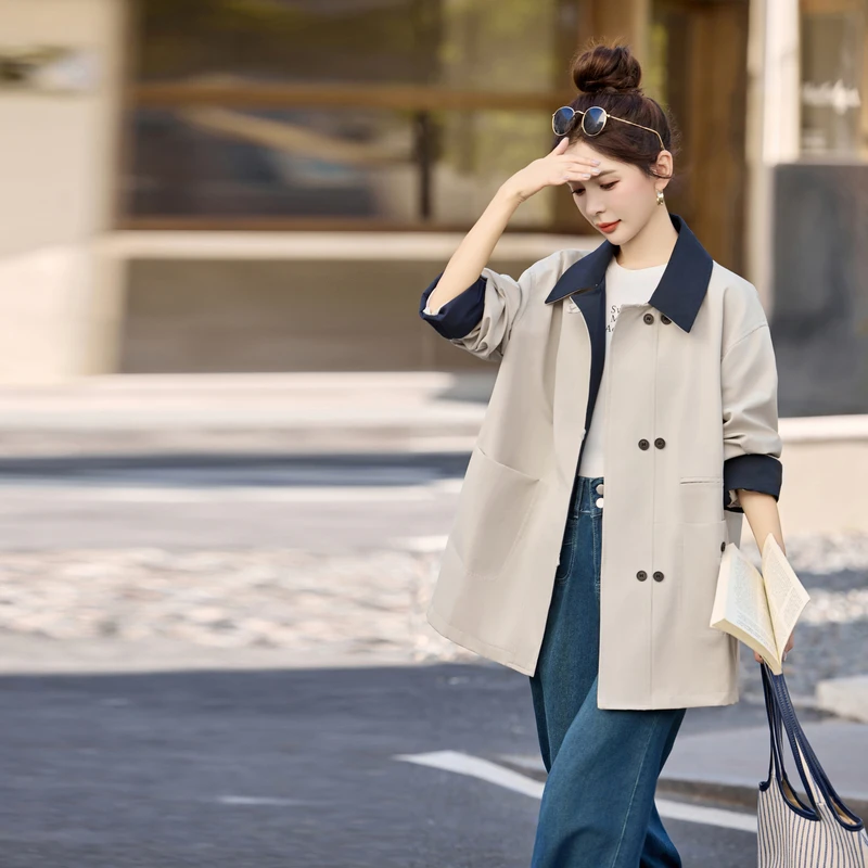 长款常规款翻领女中长款秋季英伦风风衣休闲上衣春秋气质小个子