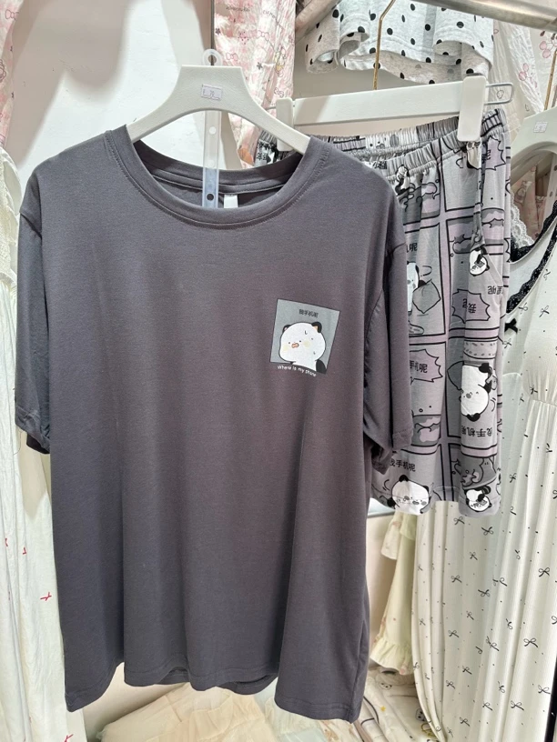 吸汗圆领短袖夏季睡衣家居服套装上衣男款卫衣男士