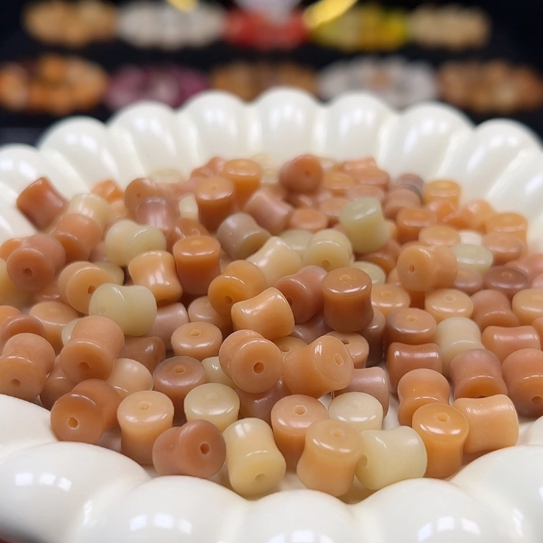 菩提根/象牙果手串卡9奶咖竹节120颗