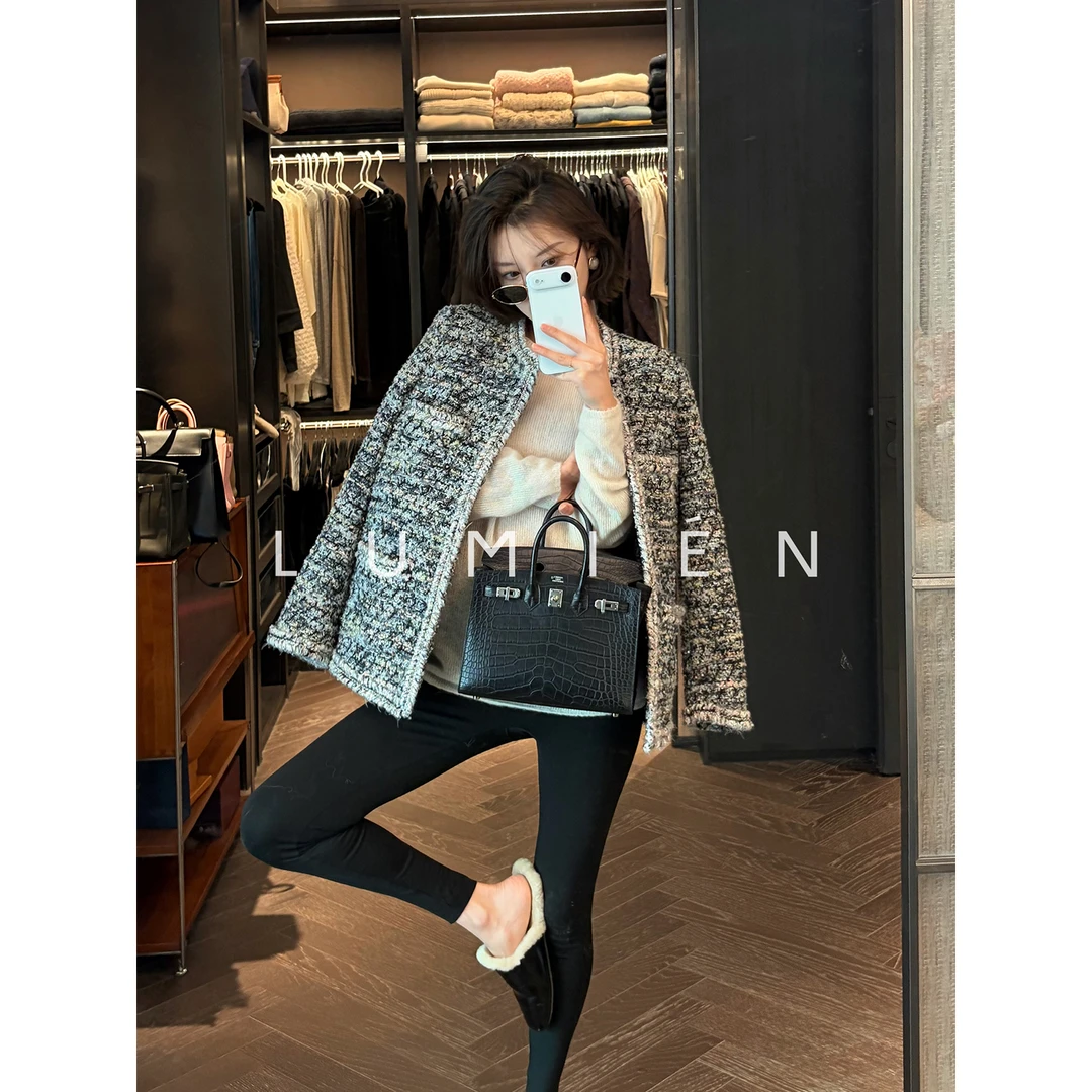 【LUMIEN 新品】松弛感粗花呢95鹅绒氛围感圆领小香风外套LX5KWW291