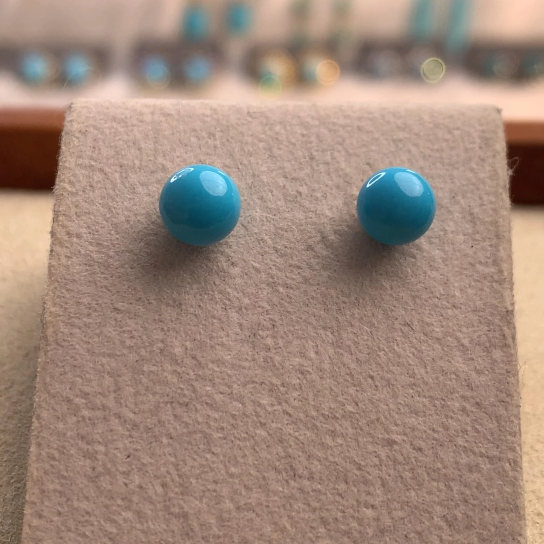 绿松石未镶嵌耳钉